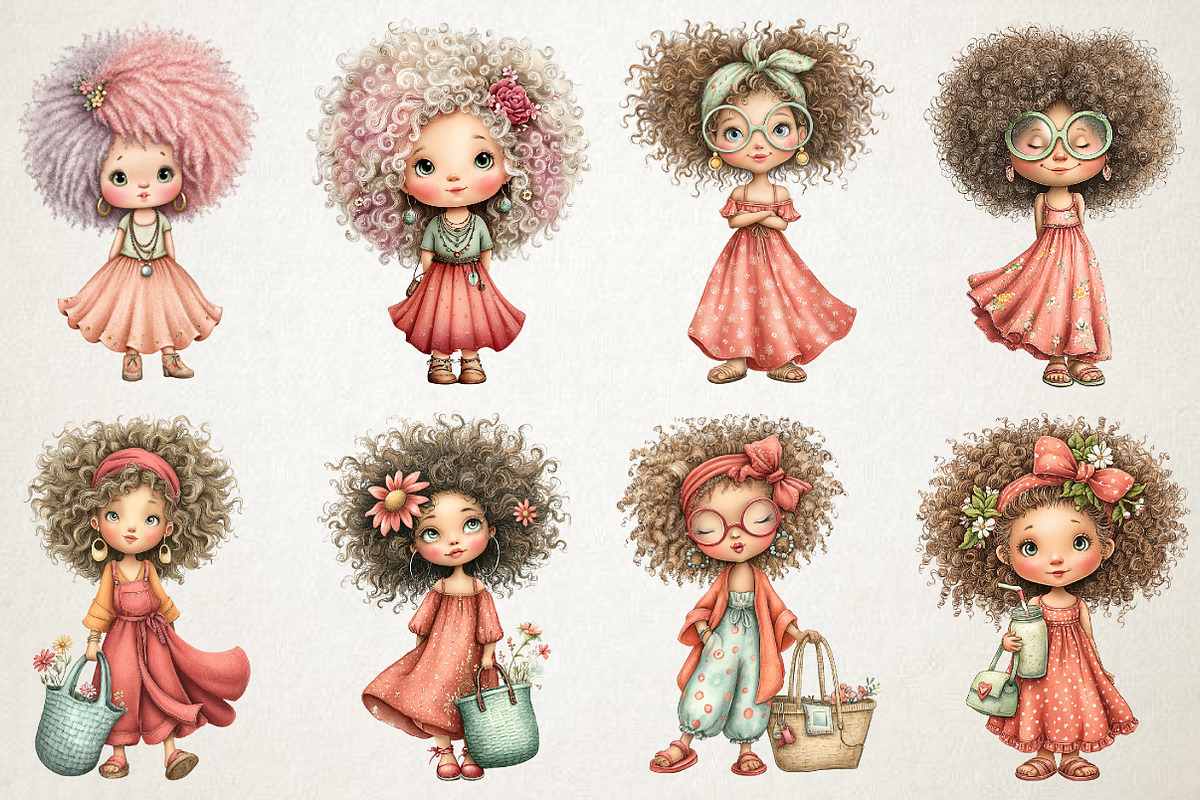 Fluffy Hair Summer Mom Clipart, an Illustration by RobertsArt (Photo 2 of 5)