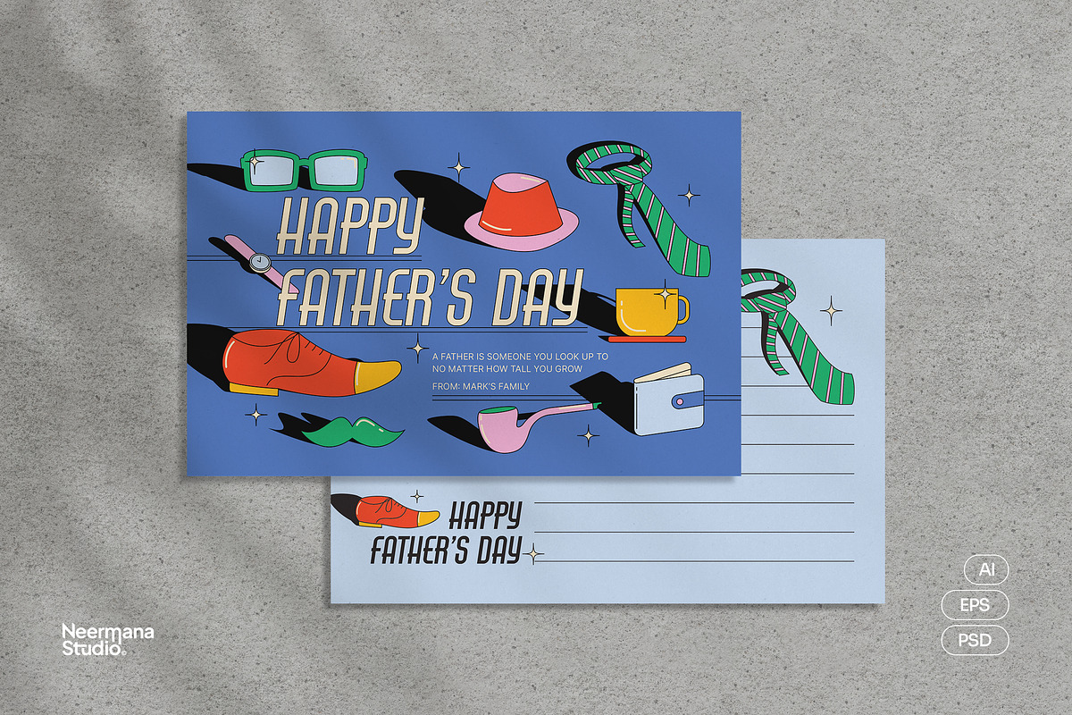 Creative Fathers Day Greeting Card, a Card Template by Neermana (Photo 1 of 4)