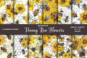 Seamless Honey Bee Digital Paper