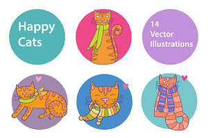 Happy Cats lovely vector set