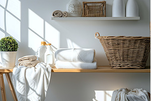 Modern bathroom decor with neatly, a Nature Photo by Ungvar Studio