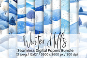 Winter Hills Seamless Digital, an Illustration by Mashimara (Thumbnail 1 of 4)