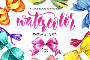 Watercolor bows set