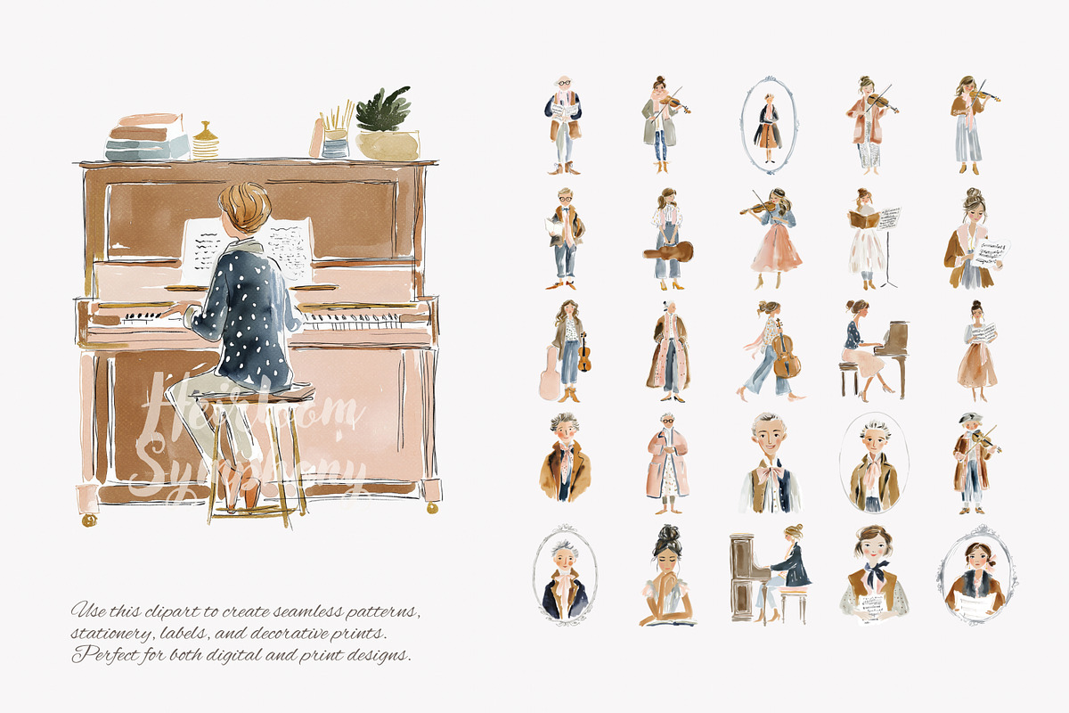 romantic classical musicians clipart, a Decorative Illustration by Patishop Art (Photo 9 of 11)