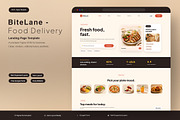 Food Delivery Landing Page, an UI Kit Template by Pitchlook.Studio (Thumbnail 1 of 3)