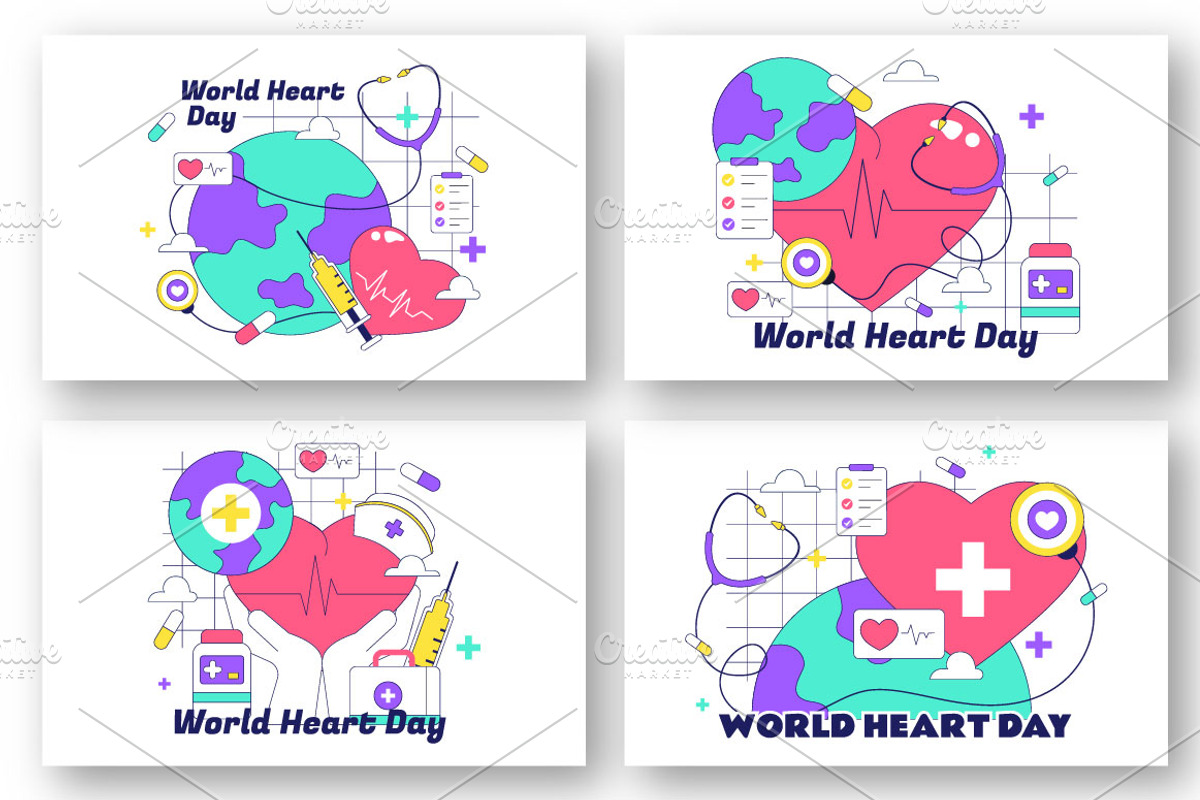 10 World Heart Day Illustration, a Healthcare Illustration by denayunebgt (Photo 3 of 4)