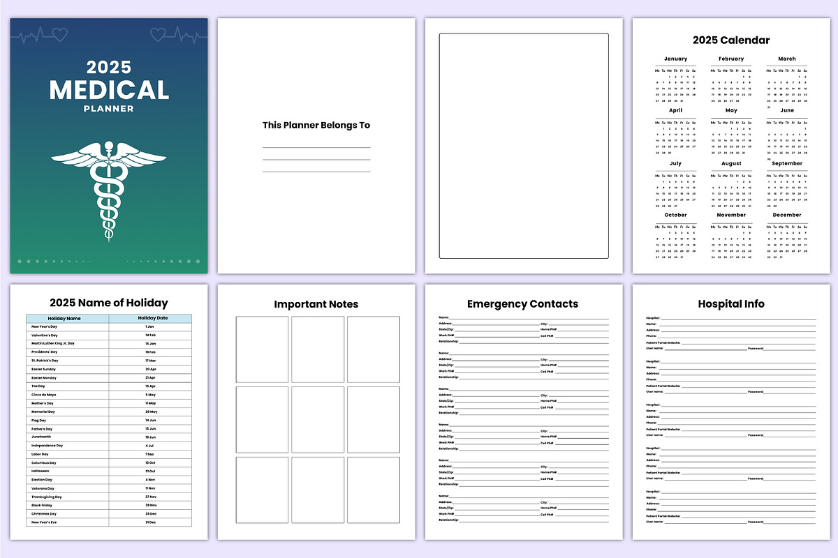 2025 Medical Planner Bundle Canva, a Stationery Template by Mustafiz (Photo 2 of 7)