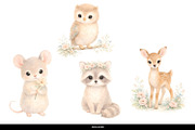 Soft Woodland Animal Nursery Clipart, a Decorative Illustration by illuztrate (Thumbnail 3 of 10)