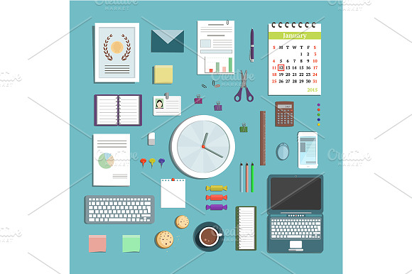 Office Supplies Flat Style