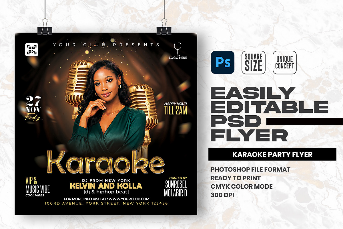 Karaoke Party Flyer Design Template, a Flyer Template by Shajib Shikder (Photo 1 of 2)