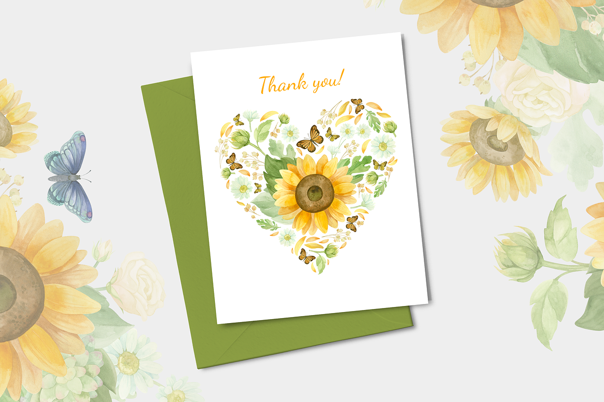 Sunflowers clipart, patterns, frames, a Decorative Illustration by Valin Malin (Photo 16 of 16)