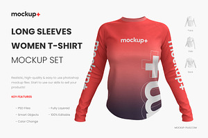 Long Sleeves Women T-Shirt Mockup
