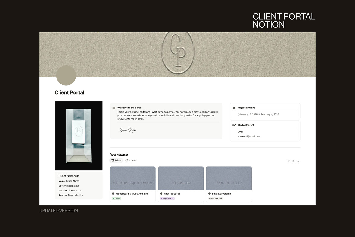 Notion – Client Portal for Designer, a Templates & Theme by Aire Studio (Photo 1 of 5)