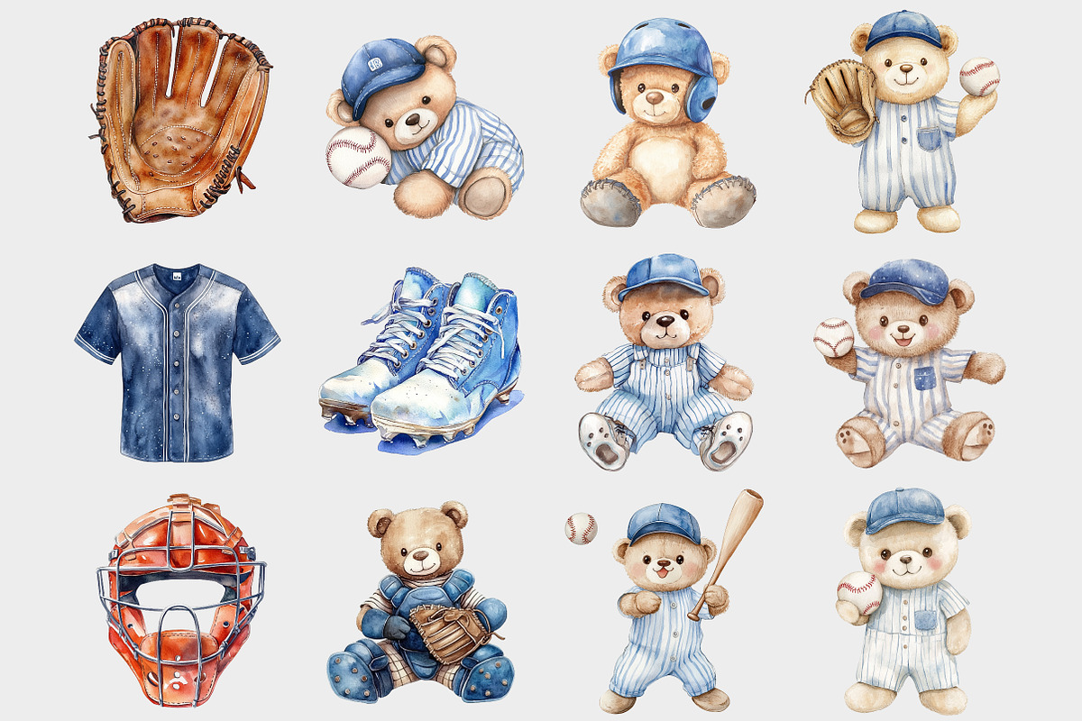 Baseball Teddy Bear Clipart, a Seasonal Illustration by Design Market (Photo 2 of 4)