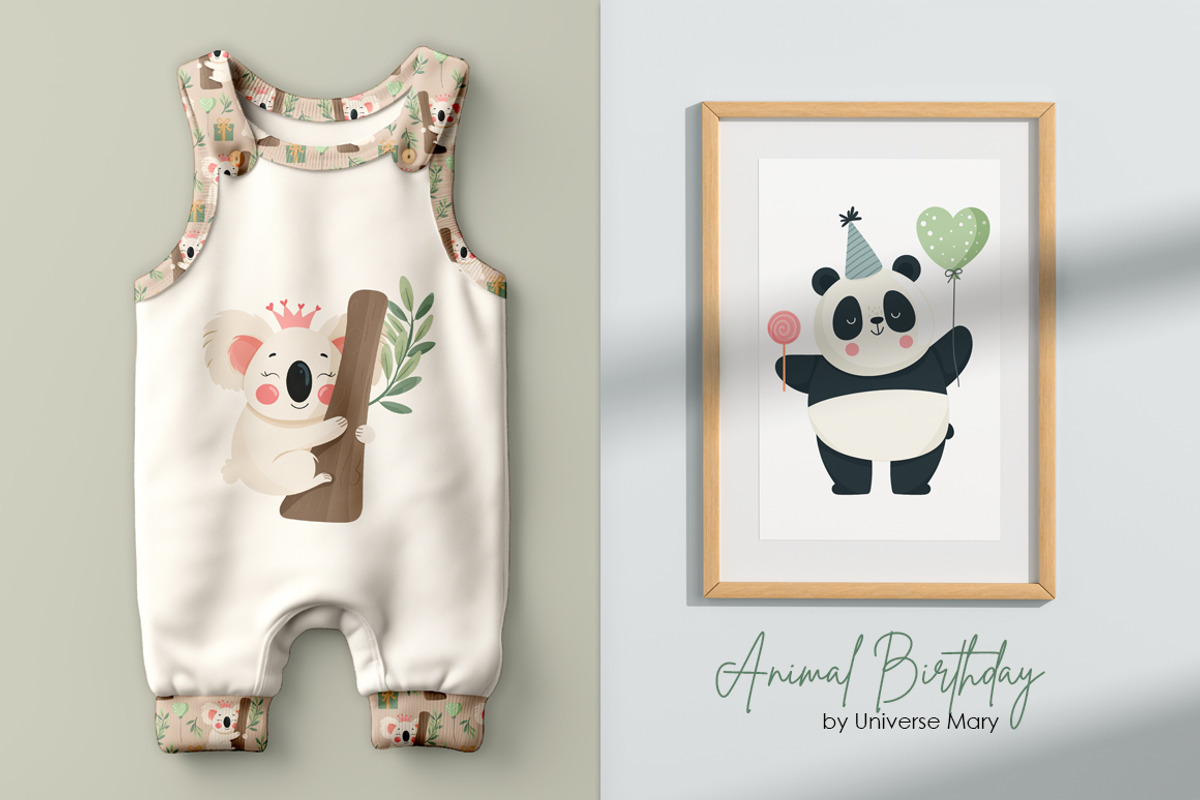 Cute Animal Birthday Vector Set, an Animal Illustration by Universe Mary (Photo 3 of 8)