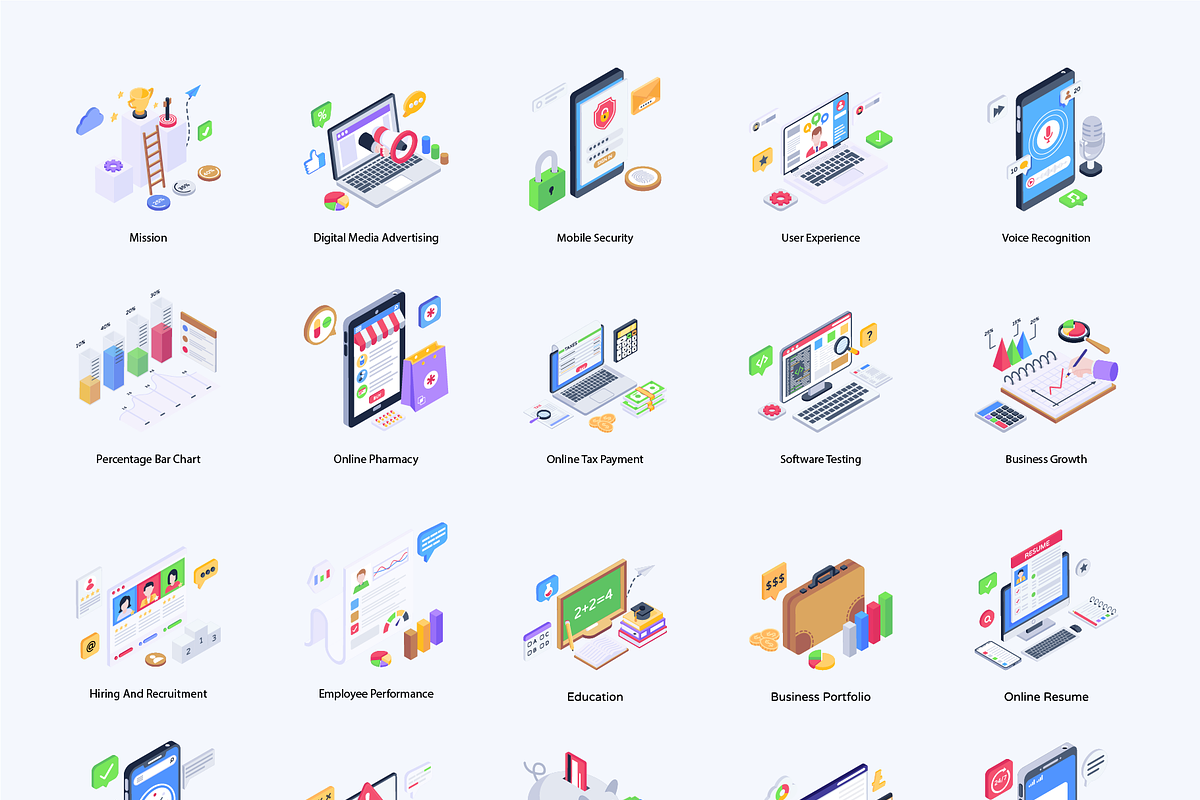 Isometric Landing Page Illustrations, a Work Illustration by Brickclay (Photo 8 of 9)