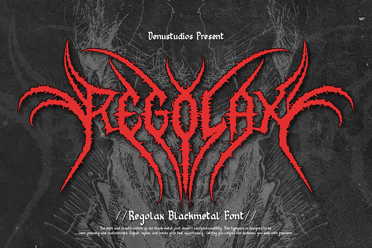Regolax | Black Metal Font, a Blackletter Font by Denustudios (Photo 1 of 12)