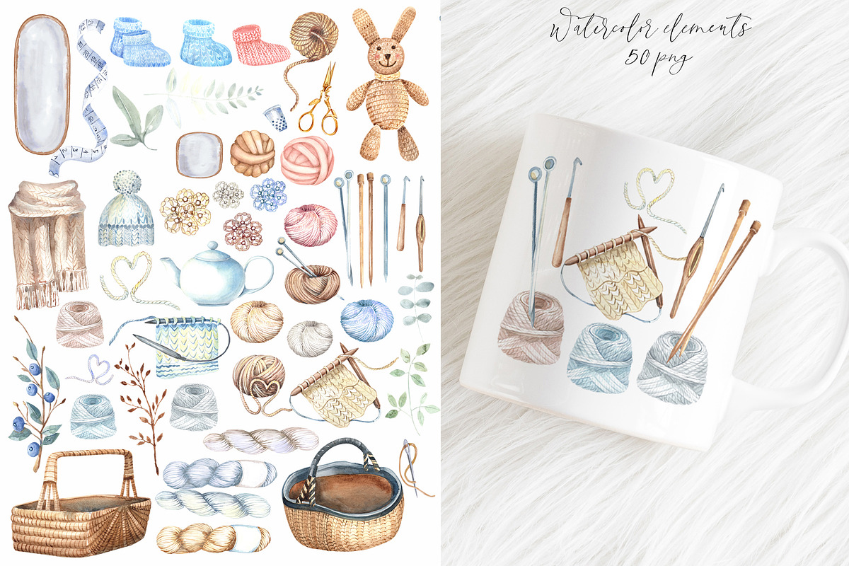 Knitting & Crochet, a Decorative Illustration by JennyColorArt (Photo 2 of 8)