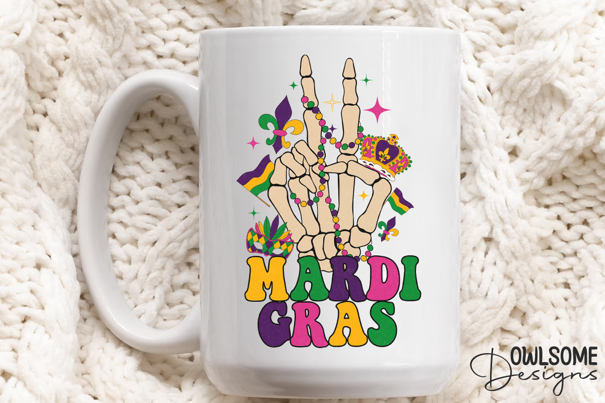 Skeleton Hand Mardi Gras Sublimation, a Graphic by Owlsome.Designs (Photo 3 of 5)