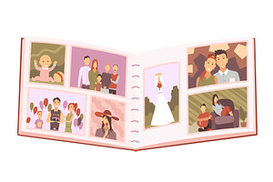 Family photo album. Old photographs, a Person Illustration by the8monkey