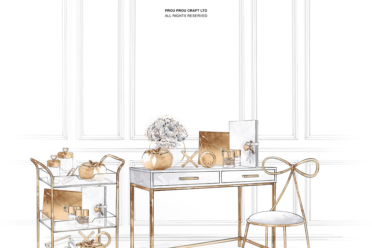 Gold Stationery Girl Boss Clipart, an Illustration by Frou Fou Craft (Photo 1 of 7)