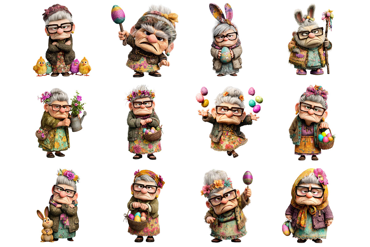 Whimsical Easter Grumpy Old Lady, a Graphic by CitraGraphics (Photo 3 of 5)