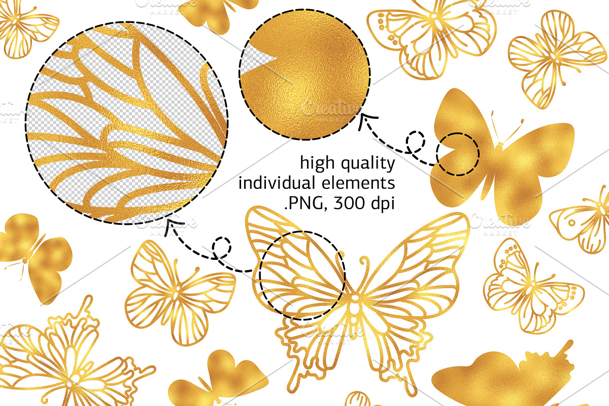 GOLDEN BUTTERFLIES, a Decorative Illustration by FARAWAYKINGDOM (Photo 2 of 5)