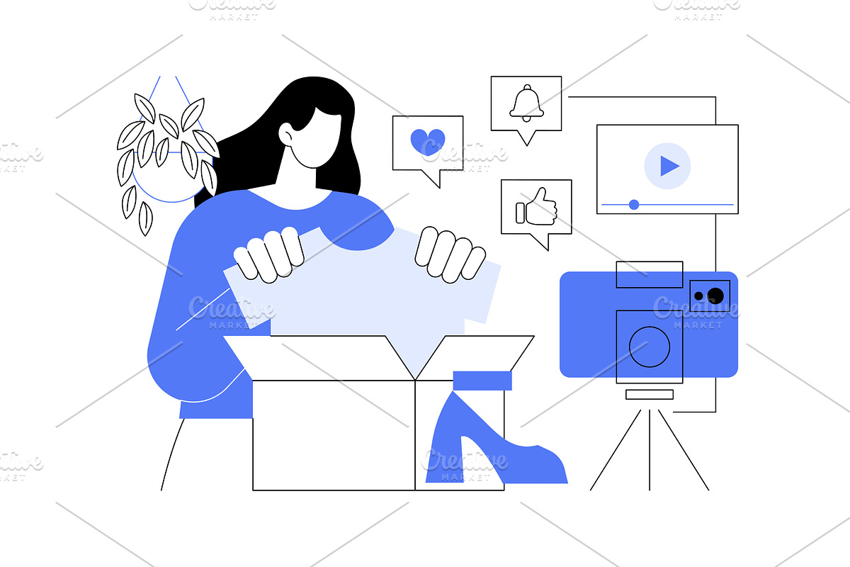 Unboxing videos isolated cartoon, a Finance Illustration by Visual Generation