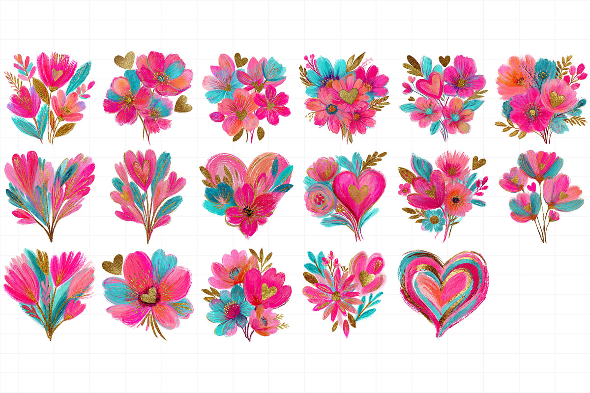 Flowers With Heart Clipart Bundle, an Illustration by Daily.Designs (Photo 3 of 5)