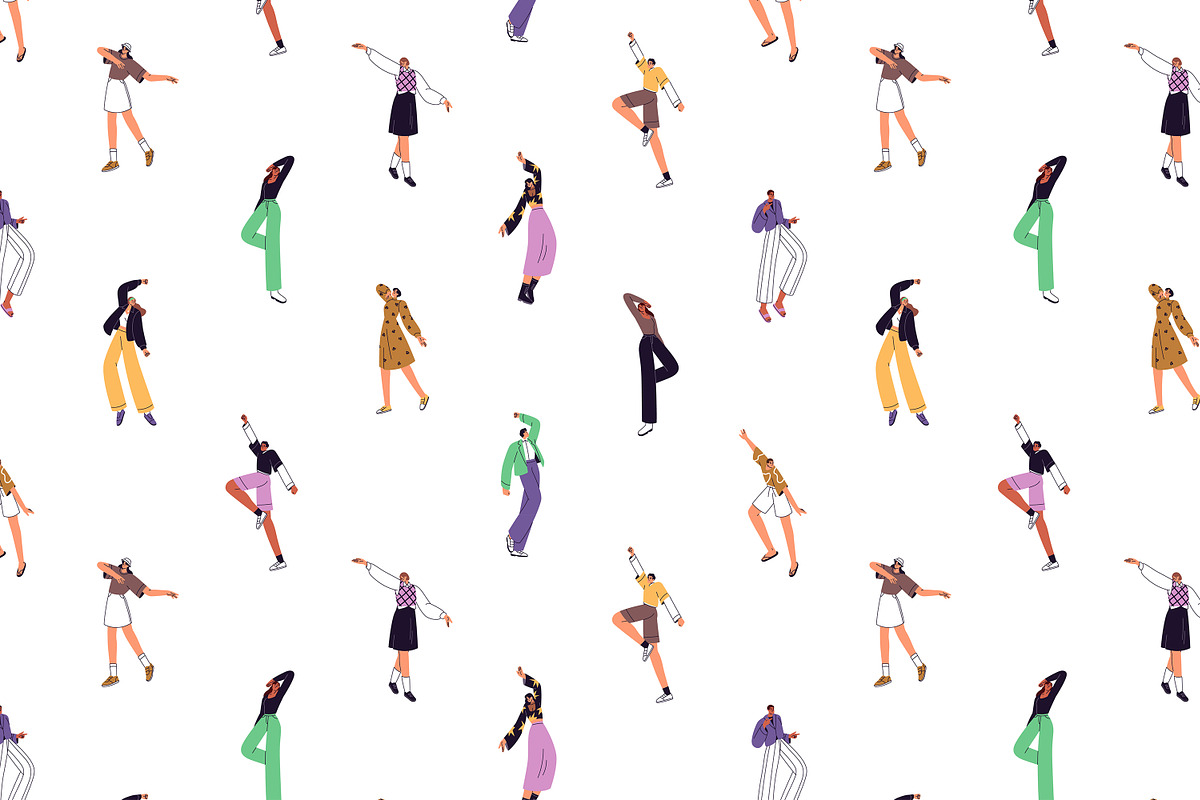 People dance set + seamless patterns, a Person Illustration by PaperTrident (Photo 7 of 8)