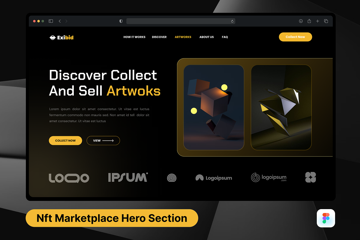 Exibid - NFT Marketplace Hero Header, a Templates & Theme by SquidPixey (Photo 1 of 3)
