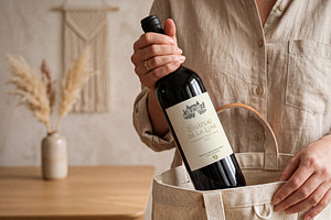 Wine Bottle Label Mockup, an Advertising Mockup by Designer Dude