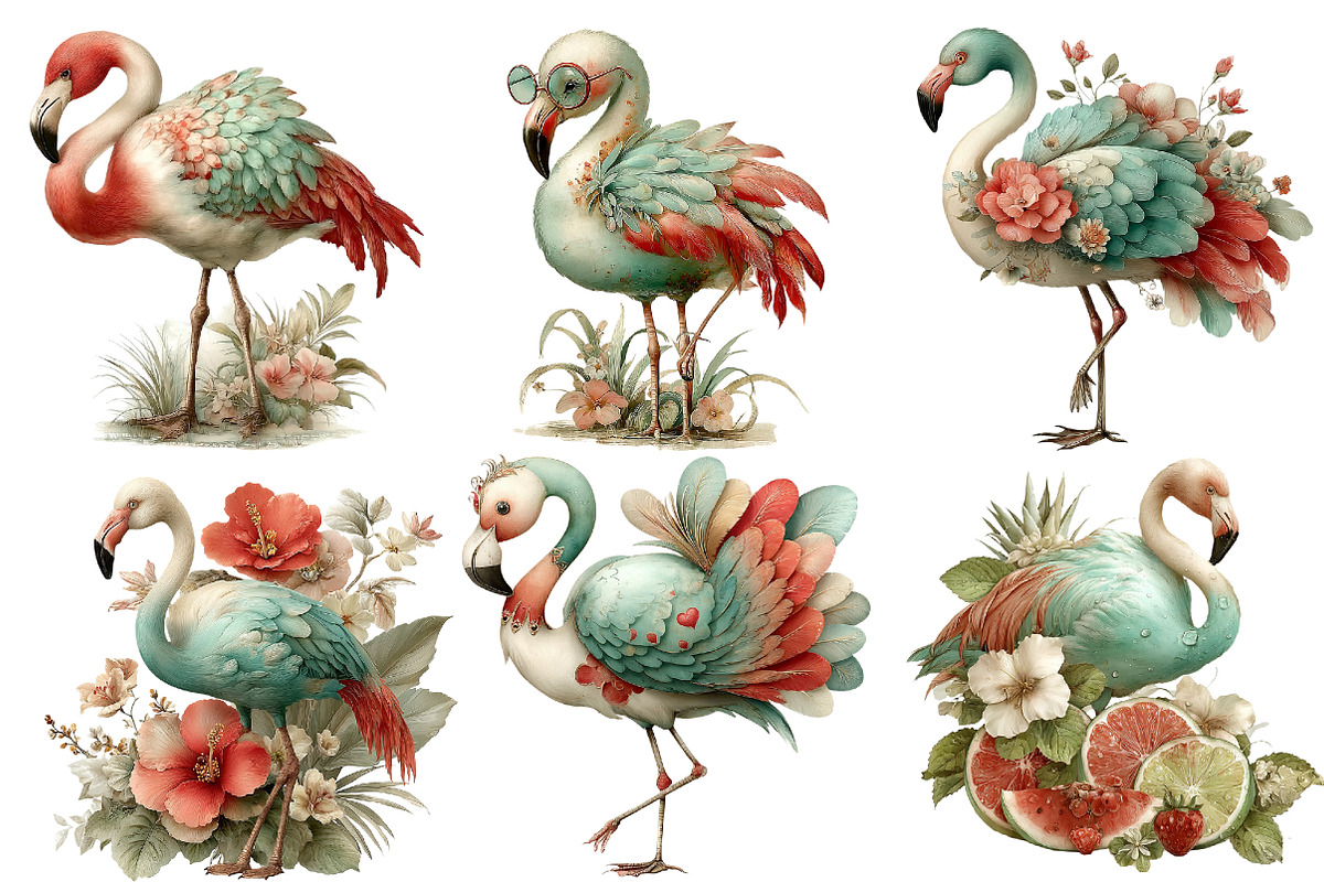 Whimsical Summer Flamingo Clipart, an Illustration by DreamArtGraphic (Photo 5 of 5)