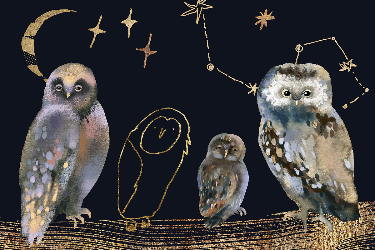 Magic owls: 280 elements for design, an Animal Illustration by Shusha Guna Art (Photo 14 of 23)
