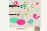 Summer Birds Digital Paper Clipart, a Pattern Graphic by JennyL Designs (Thumbnail 2 of 3)