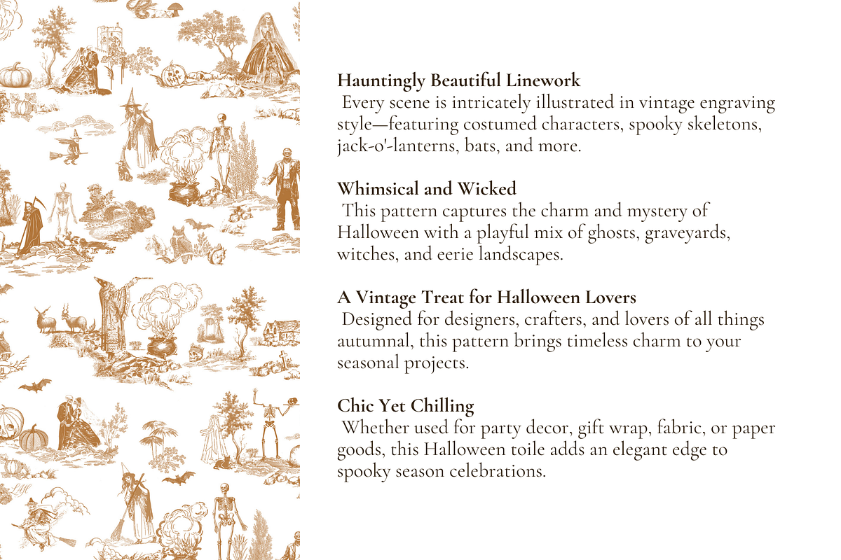 Halloween Toile de Jouy Pattern, a Background Graphic by Hughes Studio (Photo 3 of 7)