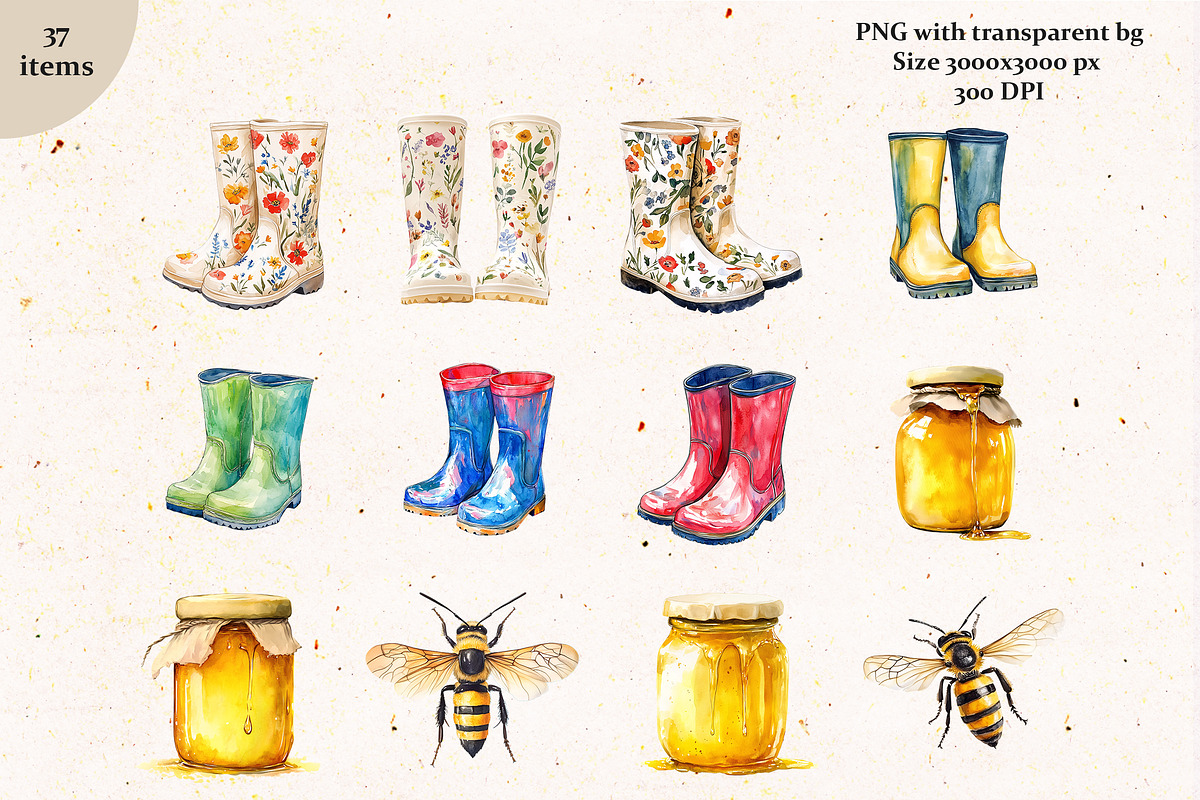 Boho Spring Easter Clipart Set, a Seasonal Illustration by IrenKlm (Photo 6 of 6)