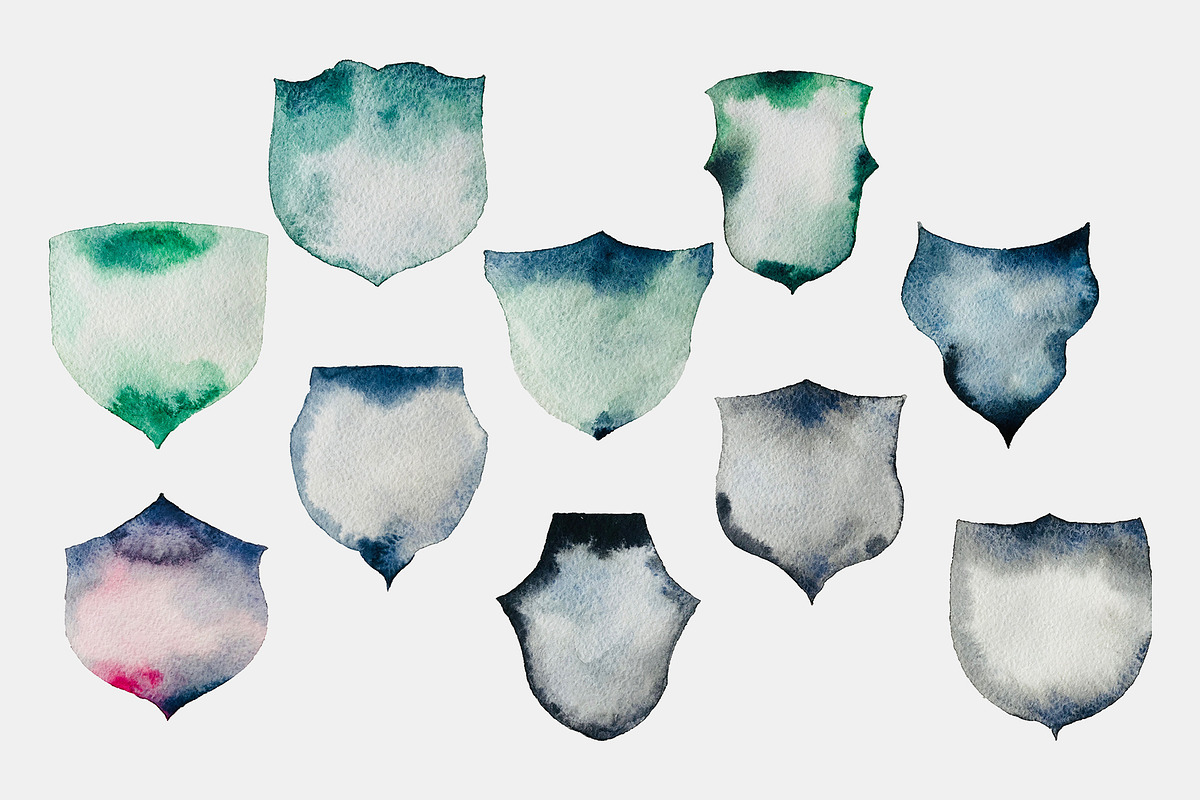 Gold Touched Watercolor Crests, an Object Graphic by OM Creativ (Photo 5 of 7)
