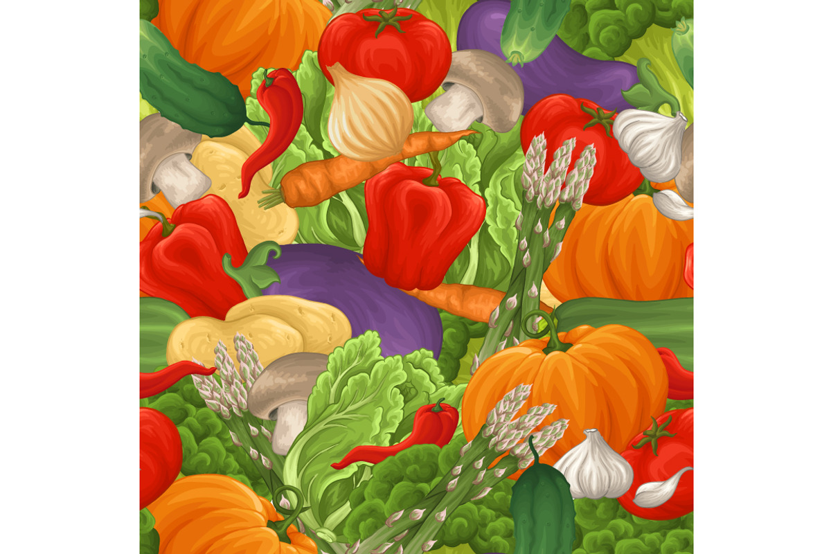 Vegetable set, patterns, backgrounds preview 4