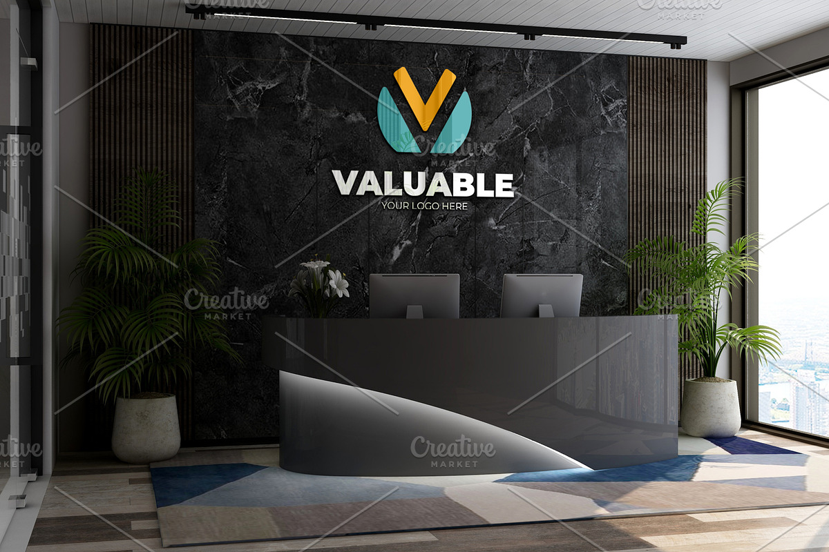 PSD Office Receptionist Wall Mockup, a Product Mockup by Ayy (Photo 8 of 14)