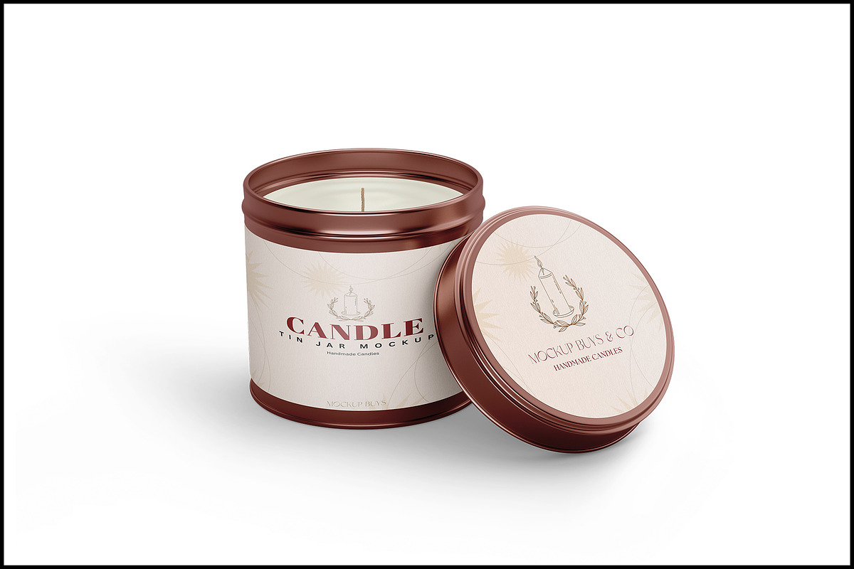 Candle Tin Jar Mockup, a Packaging Mockup by mockupbuys (Photo 1 of 5)
