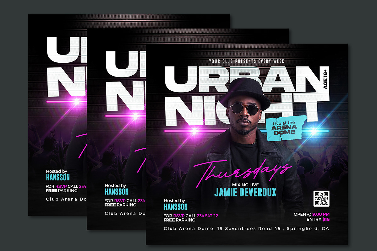 Urban Night Party Flyer, a Flyer Template by Corrella Design (Photo 2 of 2)