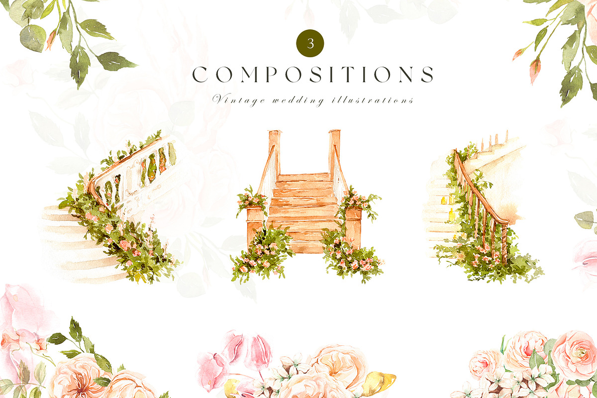 Watercolor wedding flowers, a Seasonal Illustration by MariGraphic boutique (Photo 2 of 10)