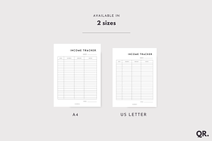 Income Tracker Insert Printable