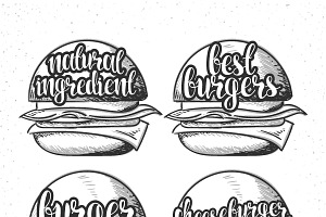 Set handmade burgers and calligraphy