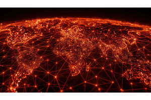 Glowing digital world map with, an Illustration by tilialucida