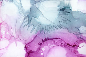 A painting with purple and blue col