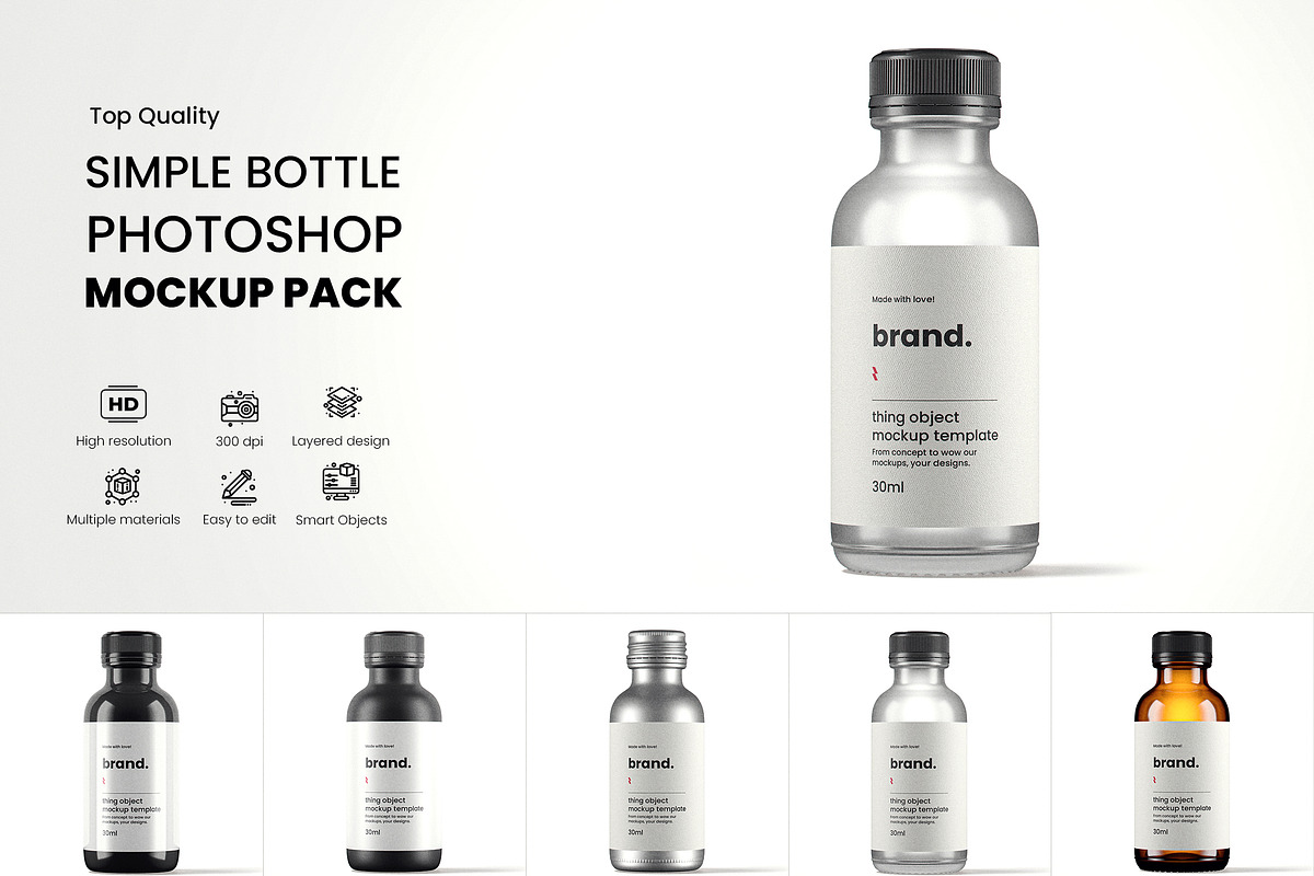 Boston Bottle Mockup Pack, a Packaging Mockup by Designer Dude (Photo 1 of 6)