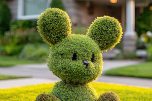 Topiary sculpture of a mouse made from green bushes, a Nature Photo by AlyaAnd