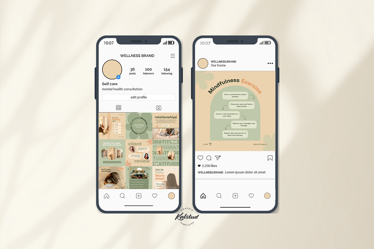 Self-Care Instagram Templates Canva, a Social Media Template by Kalstud (Photo 7 of 8)